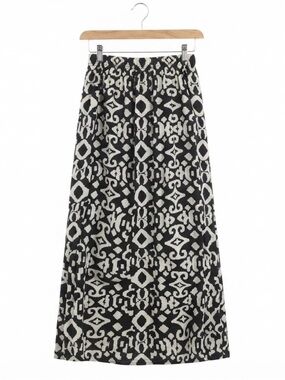 Japna Maxi Skirt LARGE Cotton Geometric Black & White